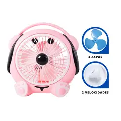 GENERICO - Ventilador Kawai 2 Velocidades Audifono Rosa