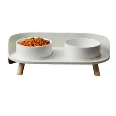 QUE PATAS PET SHOP - Platos Altos de Cerámica Blanco