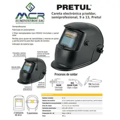 PRETUL - Mascara de soldar Careta electrónica semiprofesional sombra 9 a 13