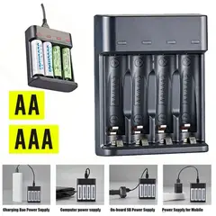 GENERICO - Cargador de Pilas AA AAA 4 Canales Tipo C AA/AAA Pila Recargable