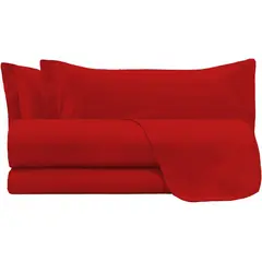 GENERICO - JUEGO DE SABANA EN ALGODÓN BRAMANTE 2 PLAZAS ROJO