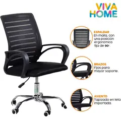 GENERICO - Silla Ergonómica De Oficina VIVA HOME Giratorio 0828 Negro