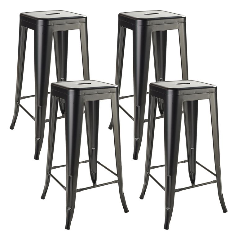 Set x 4 Bancos de Bar Metal Tolix Negro