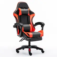 GENERICO - Silla Gamer Pro Negro con Rojo - Con Reposapies