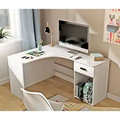 TU MESITA - ESCRITORIO ESQUINERO MORGAN 1 CAJÓN COLOR BLANCO