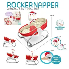 GENERICO - Mecedora Portátil 3 en 1 ROCKER NAPPER - ROJO