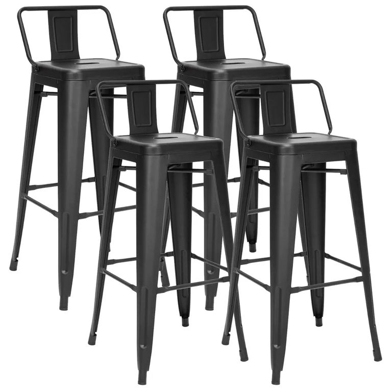 Set x 4 Bancos de Bar Tolix Con Respaldo Negro
