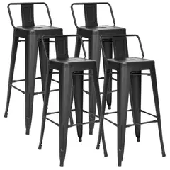 NOVAHUS - Set x 4 Bancos de Bar Tolix Con Respaldo Negro
