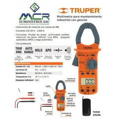 TRUPER - Multimetro Digital Pinza Amperimetrica con Estuche 1000A CA