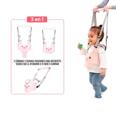 BABY - Arnes Caminador para Bebé 3 en 1 Ajustable - Rosado