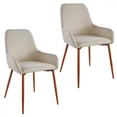 NOVAHUS - Set x 2 Sillas Comedor Lino Margaret Beige