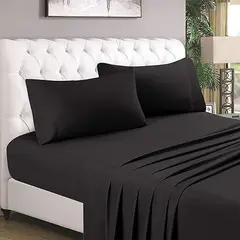 GENERICO - Sabanas De Algodón Bramante plaza y media negro