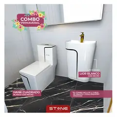 STONE - COMBO INODORO HANK CUADRADO- LAVADERO LIOR BLANCO STONE