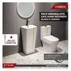 STONE - COMBO INODORO HANK REDONDO BLANCO C DORADO - GAIL BLANCO