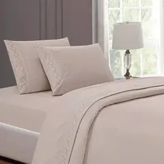 CASATEX - Juego de sabanas Queen 100% algodón con bordado