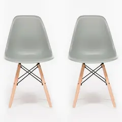 OFIDEAS - Silla de Comedor Diseño Eames Color Gris X 2 Unid