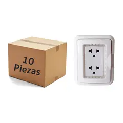 OPALUX - Placa Hidrobox + toma doble universal Pack x 10 unidades