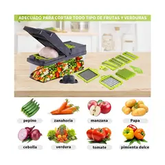 GENERICO - Rallador Picador Cortador Multifuncional de Frutas y Verduras 12 en 1