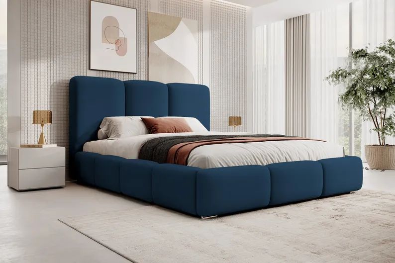 Cama Box Tarima + Cabecera Madison azul King
