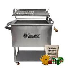 THE GRILL SHOP - Caja China Mediana Inoxidable ParrillaElevadiza+cerveza+carbon+guante