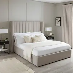 GENERICO - Cama Box Tarima + Cabecera Braz Beige Queen