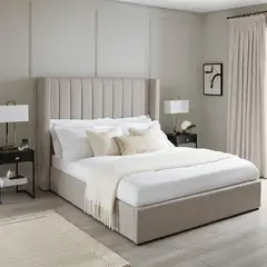 GENERICO - Cama Box Tarima + Cabecera Braz Beige Queen