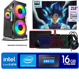 TEROS - Computadora Pc Intel Core i7 3770 Monitor 24 fhd' RAM 16 GB SSD 480 GB