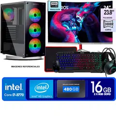ENKORE - Computadora Pc Intel Core i7 3770 Monitor 24 fhd' RAM 16 GB SSD 480 GB