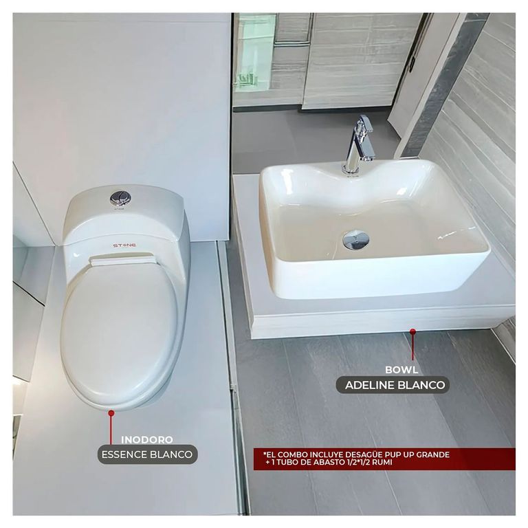 COMBO DE INODORO ONE PIECE ESSENCE+ BOWL ADELINE BLANCO STONE