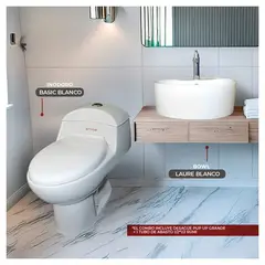 STONE - COMBO DE INODORO ONE PIECE ESSENCE BLANCO + BOWL LAURE BLANCO