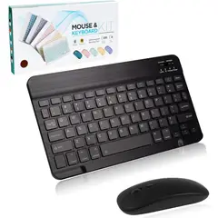 ITELSISTEM - Kit Teclado Recargable bluetooh + Mouse Pilas ultra delgado Negro