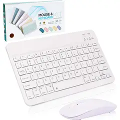 ITELSISTEM - Kit Teclado Recargable bluetooh + Mouse Pilas ultra delgado Blanco