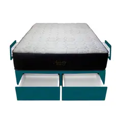 BARAKA HOME - Cama Pocket Vip + 4 Cajones 1.5 Plz + 1 almohada - Cobalto