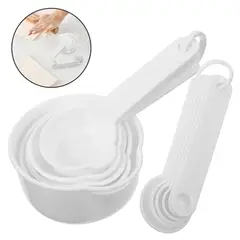 GENERICO - Set de Tazas y Cucharas Medidoras Color Blanco