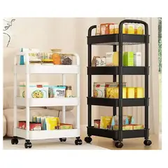 GENERICO - CARRITO ORGANIZADOR MULTIUSOS 4 NIVELES CON RUEDAS- NEGRO
