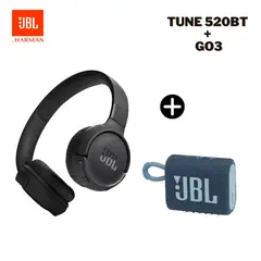 JBL - Super Pack de Audio Tune 520BT Hasta 57 hras BK + GO3 IP67 AZ