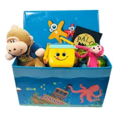 GENERICO - Caja Puff Organizador Multiusos para Juguete AZUL