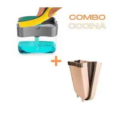 GENERICO - Combo Dispensador  Jabón  + Tacho Basurero Plegable
