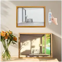 OEM - Cuadro Decorativo Vintage Duo 3D Luminoso Estilo Nordico 3 Modos de Luz x2und