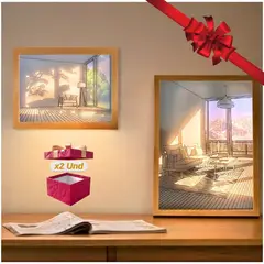 TRENDS - DUO de Cuadros LED 3D Nordico Decoratico 3 Modos de Luz Graduable 2und