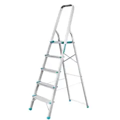 Total Tools - Escalera tubular 5 peldaños soporta 150kg Total