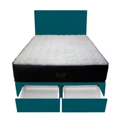 BARAKA HOME - Dormitorio Pocket Vip + 2 Cajones 1.5 Plz + Cabecera - Cobalto
