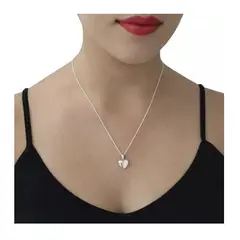 OEM - Collar Mujer Corazón Bombeado Fino Acero Inoxidable x DIA DE LA MADRE