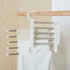 KAST PE - Pack x2 Colgador organizador de pantalones 5 en 1 - Blanco