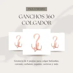 GENERICO - Pack de 3 unds. Ganchos 360º colgador rosado