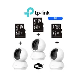 TP LINK - Kit de 3 Cámaras de seguridad Tapo C210 2K + Micro SD64GB - TpLink