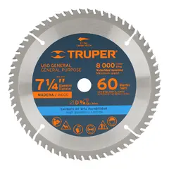 TRUPER - Disco para sierra circular 7 ¼" 60 dientes