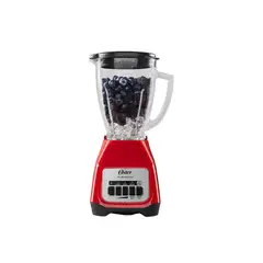 OSTER - Licuadora 2 velocidades más Pulso y Vaso de Vidrio Color Rojo