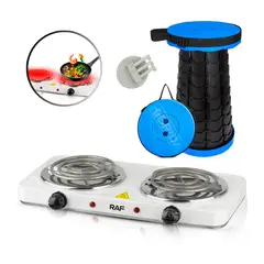 IMPORTADO MC - COCINA ELÉCTRICA 2000W HORNILLAS PORTÁTIL MÁS SILLA PLEGABLE - COMBO