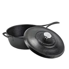 LODGE - Sartén honda Blacklock de hierro fundido de 3.8 L con tapa